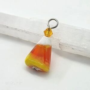 Cute Whimsical Halloween Candy Corn Trick or Treat Pendant for Necklace Gift